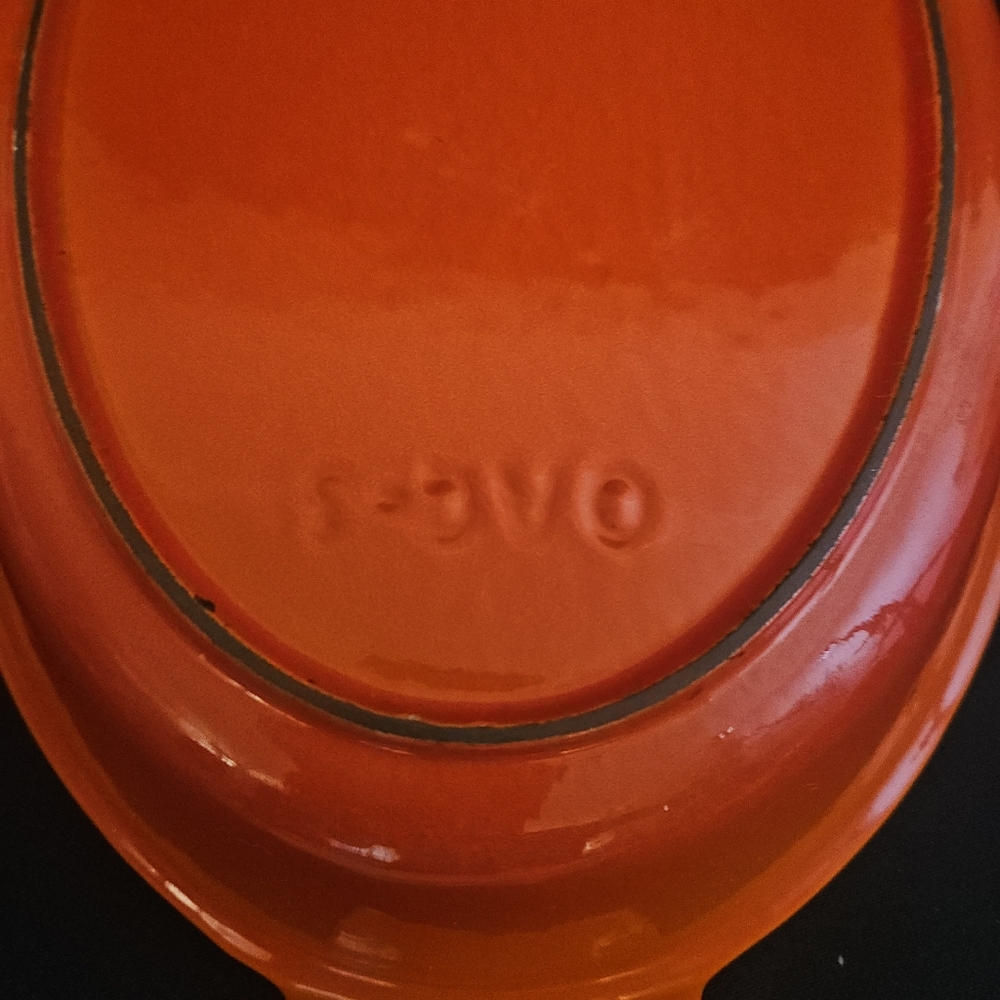 Vintage Prizer Ware flame orange cast iron enamel Oval baking dish - Picture 9 of 14
